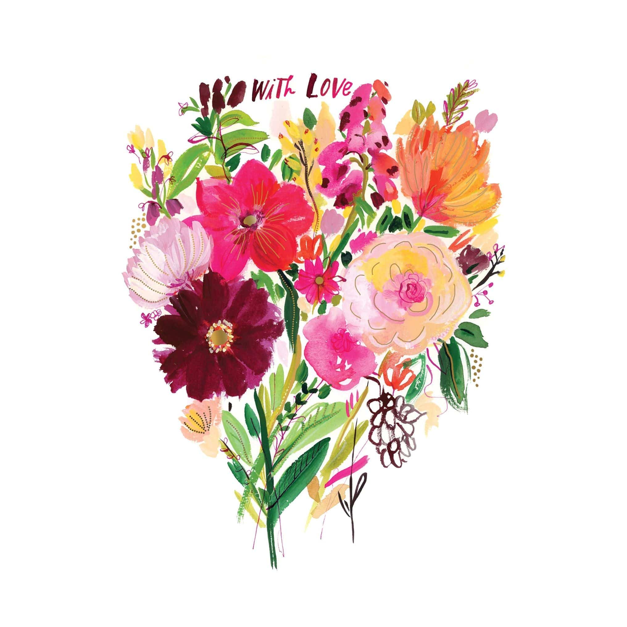 Pink bouquet birthday card from Pictura featuring a colorful floral design, perfect for celebrating special occasions.